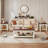 Farmhouse End Tables Set of 2 With 2-Tier Storage Shelf, Large Square Side Table With 4 Solid Wood Square Legs, Small Coffee Table For Living Room, White-1234809569-1233622050