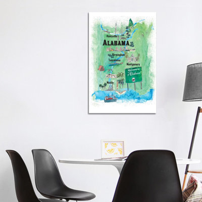 Affiche de voyage illustrée «The USA, Alabama» par Markus And Martina Bleichner - impression sur toile tendue