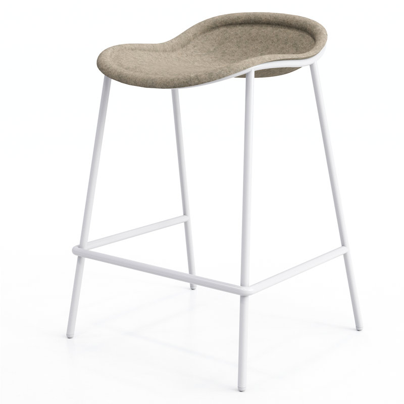 Tabouret Vale, Siège en pierre / cadre blanc pur