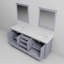 Meuble-lavabo double gris foncé 80 po X P 22 po D, plateau en quartz blanc et Miroirs-902406077