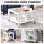 Table basse moderne carrée - structure en métal blanc éclatant de 27,6 po avec plateau en verre doré de luxe (table basse incluse)-1714537671