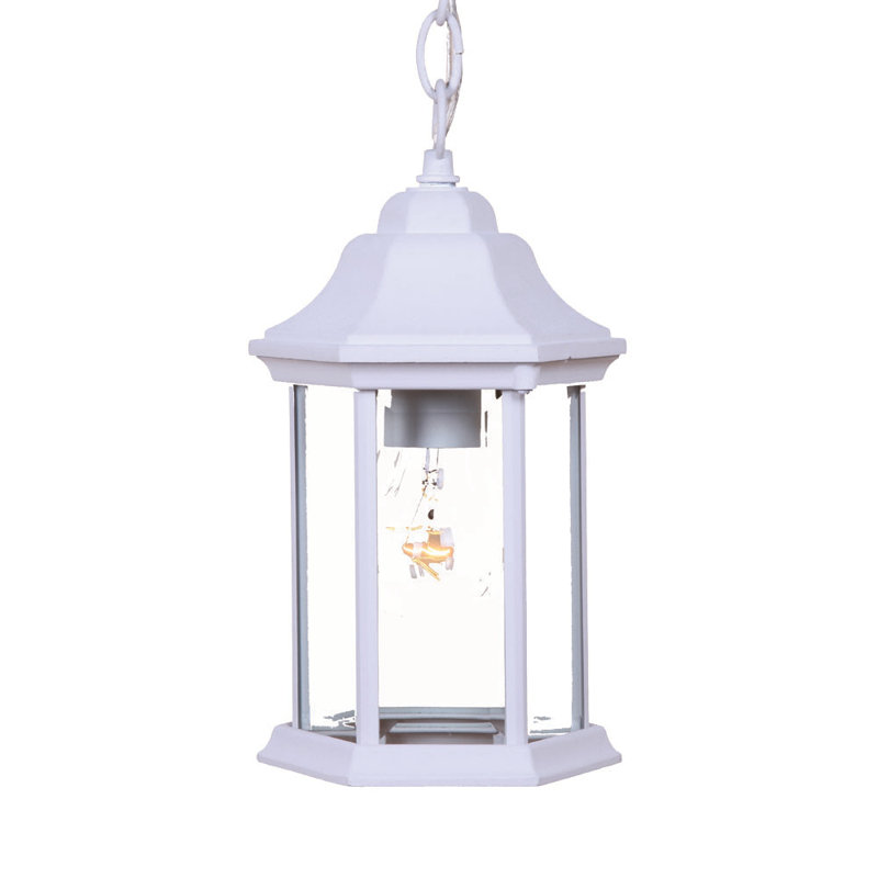 Pruitt Outdoor Hanging Lantern, Matte Black, Clear Beveled, No