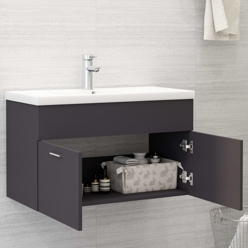 Saona Wall Hung Single Vanity Unit, 800mm, Black
