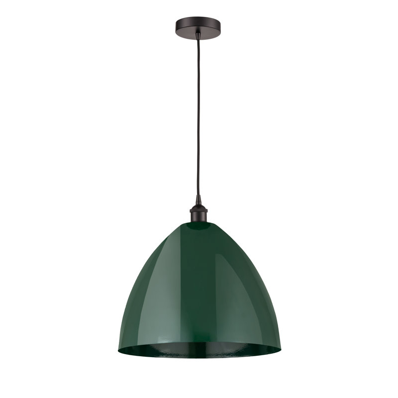 1 - Light Single Drop Pendant Pendant, Green, Oil Rubbed Bronze, 18.75" H x 16" W x 16" D
