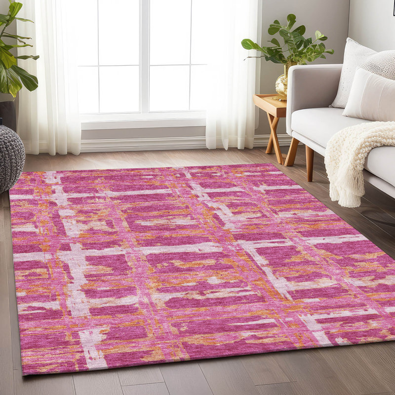 Premium Machine Washable Prisco Blush Rug, Rectangle 8' x 10'