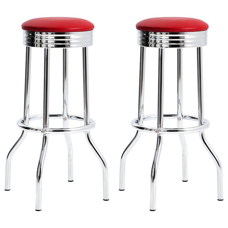 Tabourets de bar rouges 2 - Design moderne avec chaises à bord moderne et coussins décoratifs, Rouge