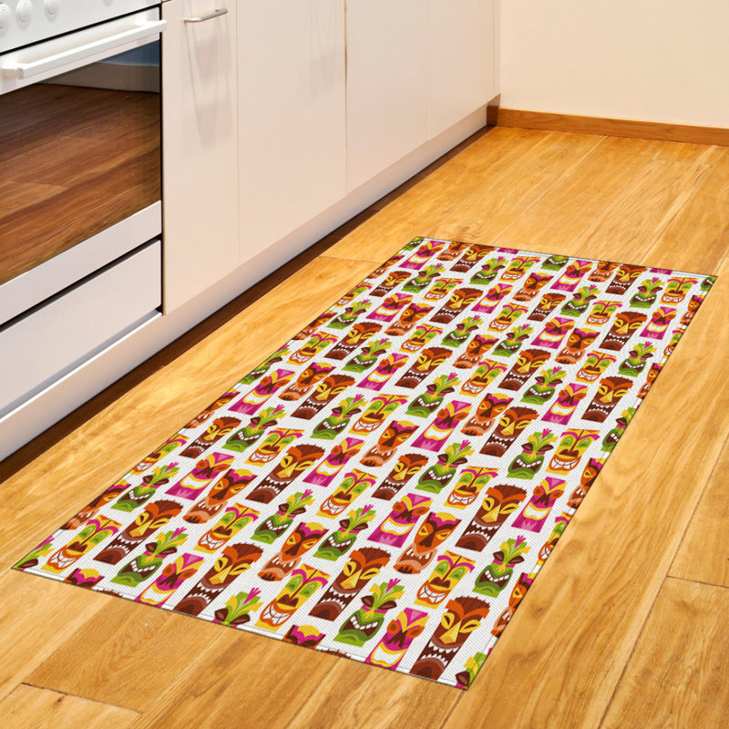 Tiki Bar High Density Long Fiber Poly Threads Decorative Area Rug Carpet, Rectangle 2'7" x 5'