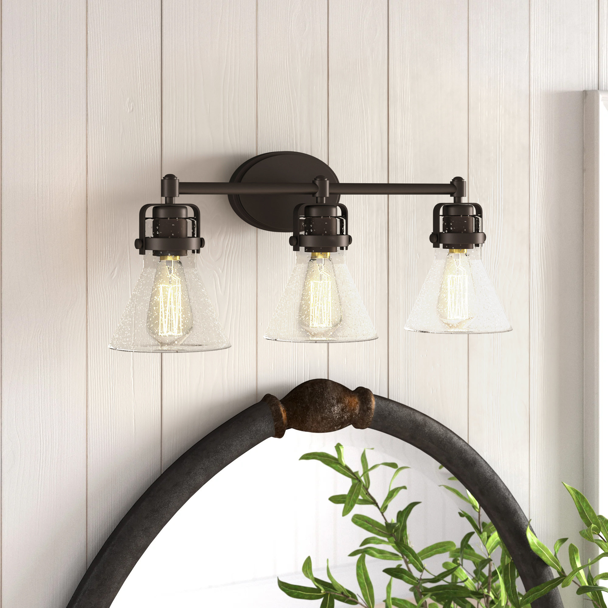 Urbana Seeded Dimmable Vanity Light, 3, Yes, Oil Rubbed Bronze