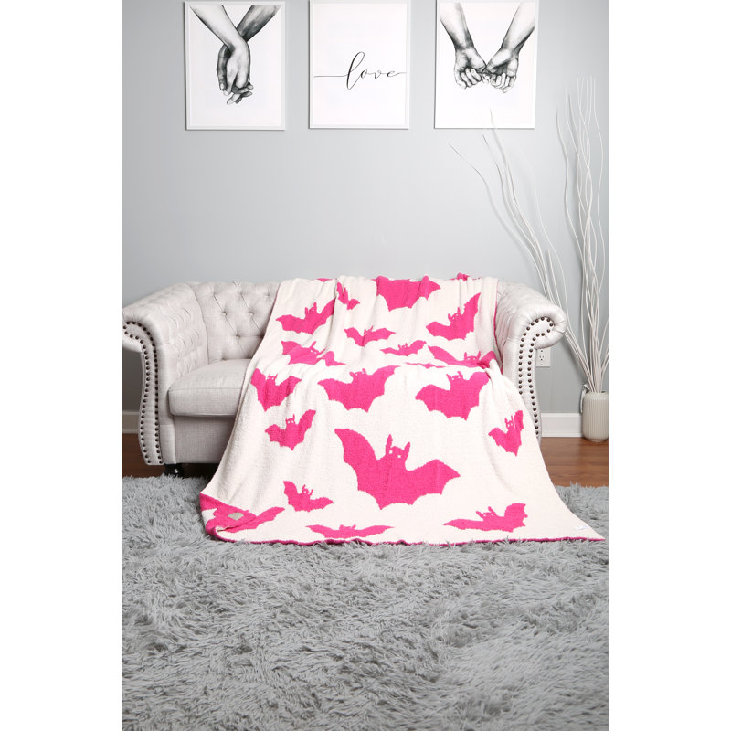 Jeté de luxe à motif d'Halloween - Fuchsia, Fuchsia, L 60 po x l 50 po