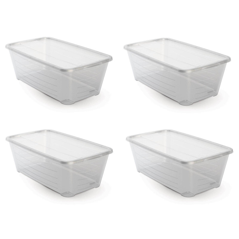 Life Storey 5.7L Shoe and Closet Storage Box Stacking Containers, Clear, 4