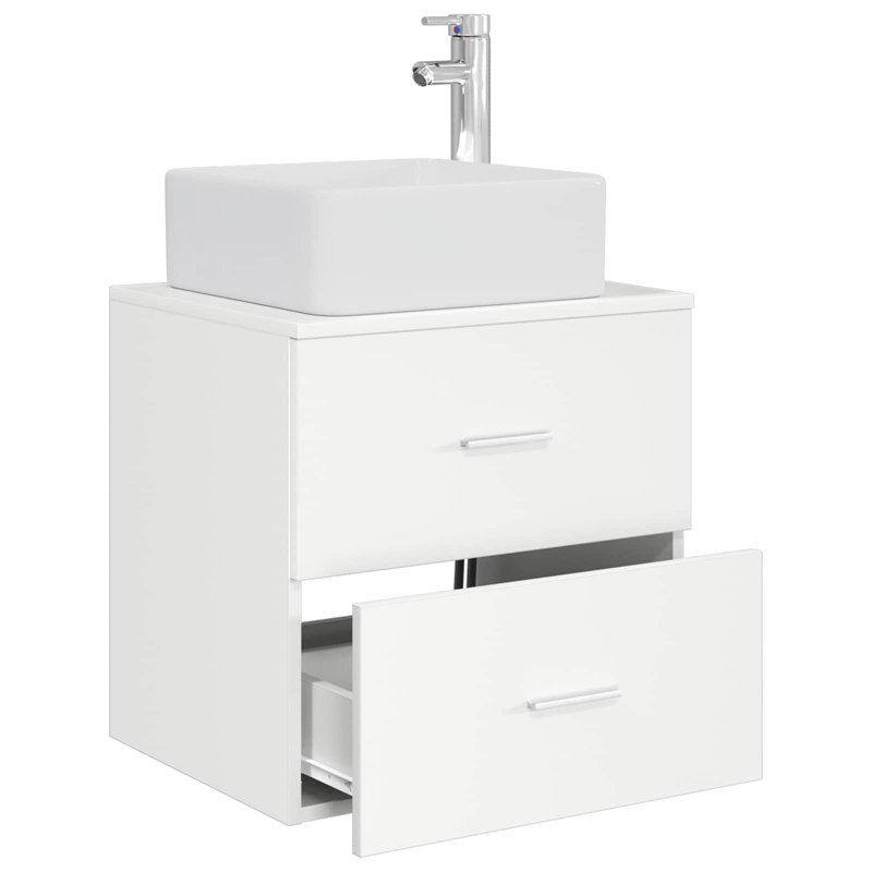 Single Bathroom Vanity with Ceramic Basin, White