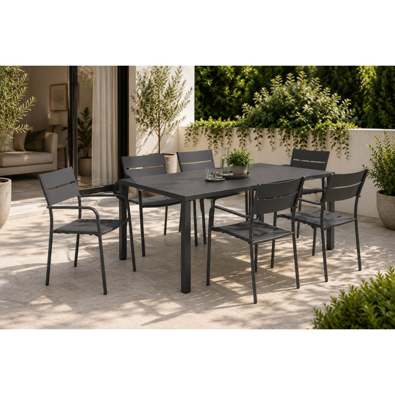 Table de salle à manger en aluminium Ottie, Gris