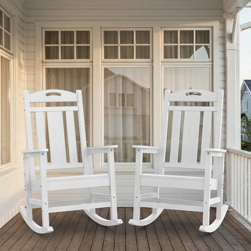 Chaise Adirondack berçante en PEHD pour l'extérieur, Blanc