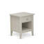 Ensemble de chambre à coucher 2 pièces - 1 très grande base de lit en tissu de lin brun capitonné et tête de lit capitonnée à boutons avec 1 table de chevet en bois - Table de chevet au fini crème au beurre brossé-1113314380-1113314382