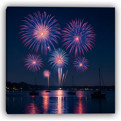 Harbor Fireworks Celebration Night Canvas Wall Art