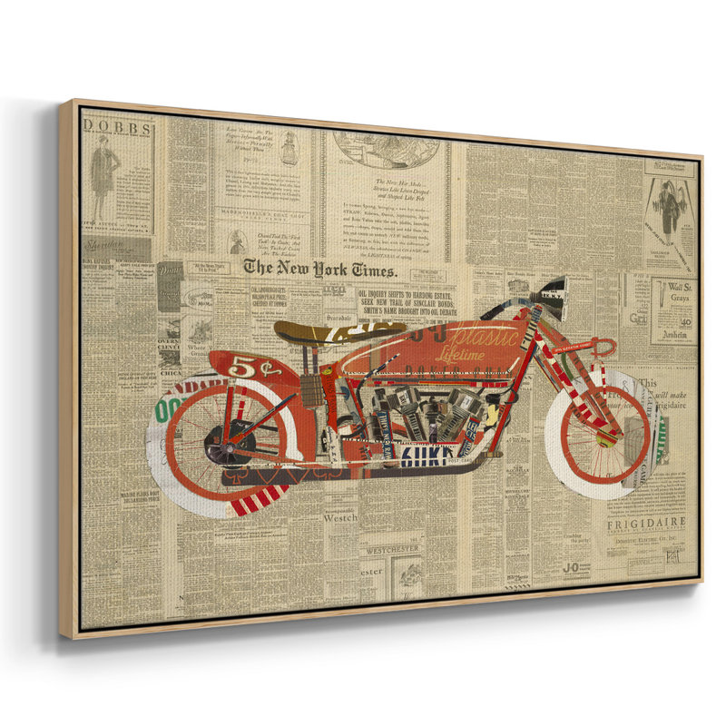 Toile tendue avec châssis rétro vintage rouge prêt à accrocher, H 27 po x l 41 po x P 2 po