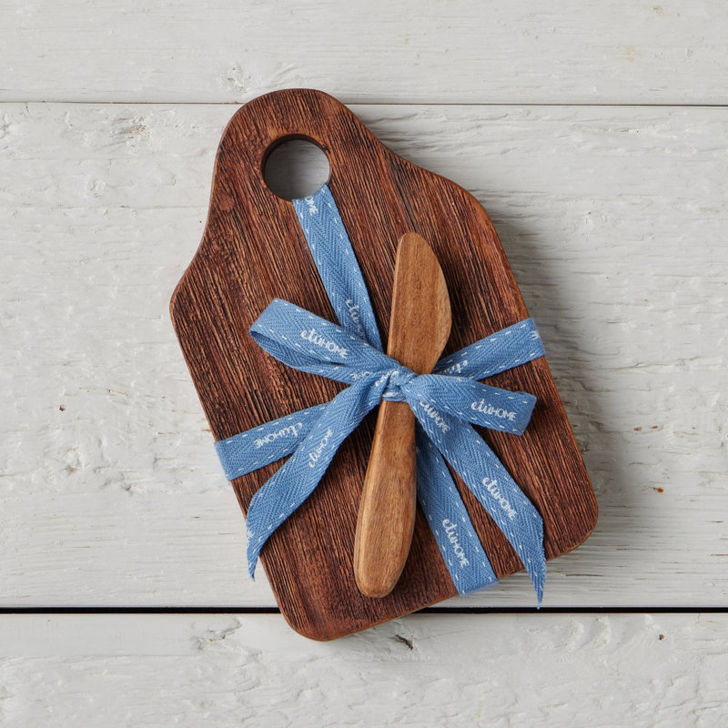 Mini Appetizer Board - Navy - White Ribbon, Denim, Natural