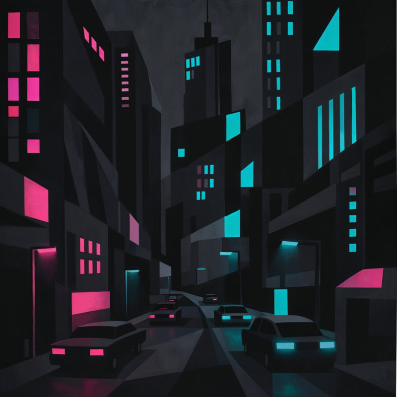 Édredon Urban Cityscape Illustration, Simple extra long, Cyan vif et rose vif
