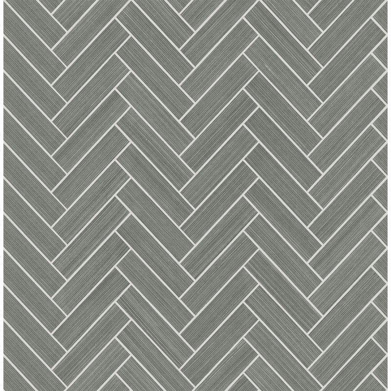 Chevron Vinyl Peel & Stick Metallic Wallpaper Roll, Graphite/Metallic Silver