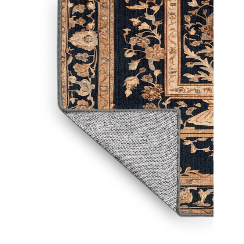 Machine Washable Persian Gray Area Rug, Round 6' x 6'