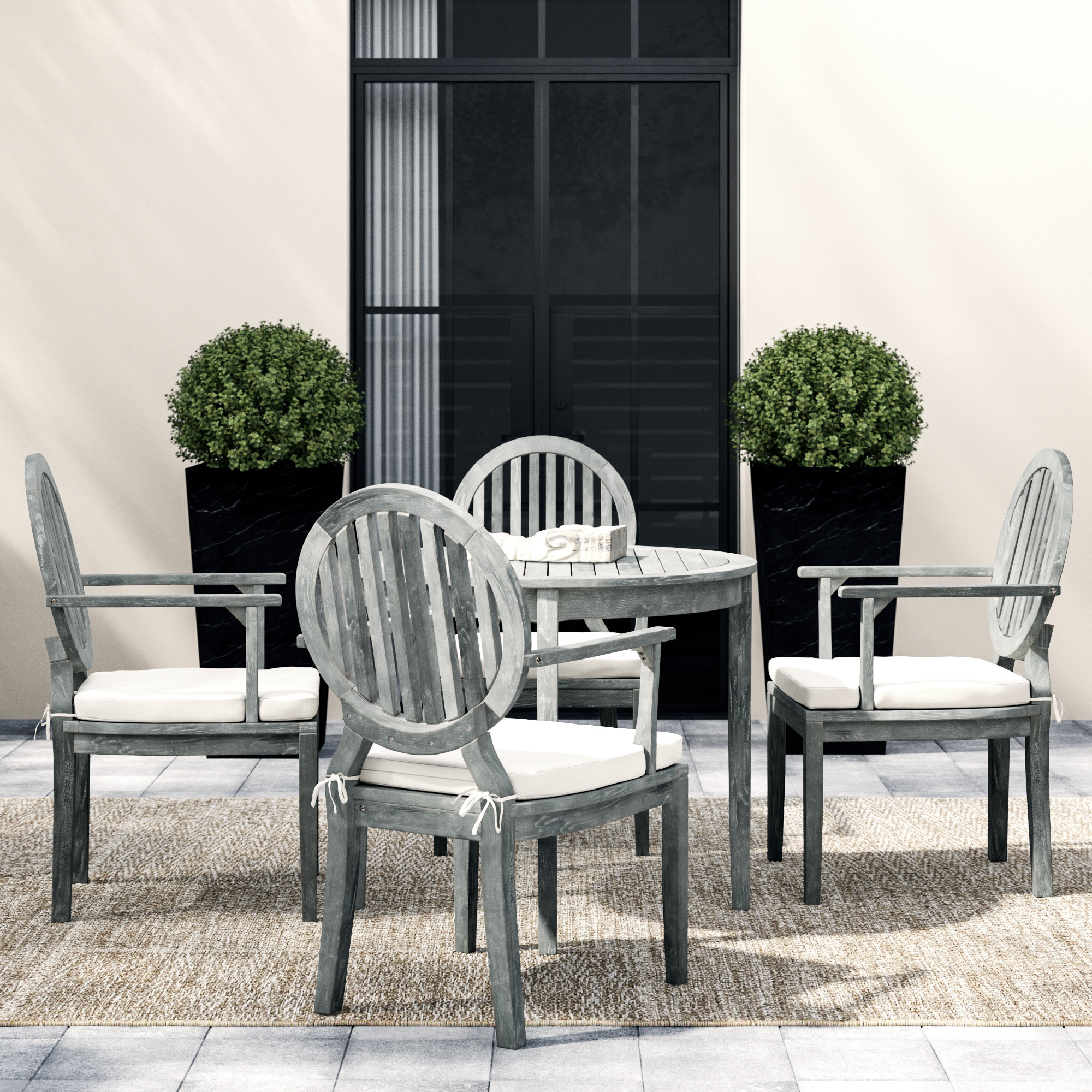 Lanny 4 Person Round Outdoor Dining Set with Cushions