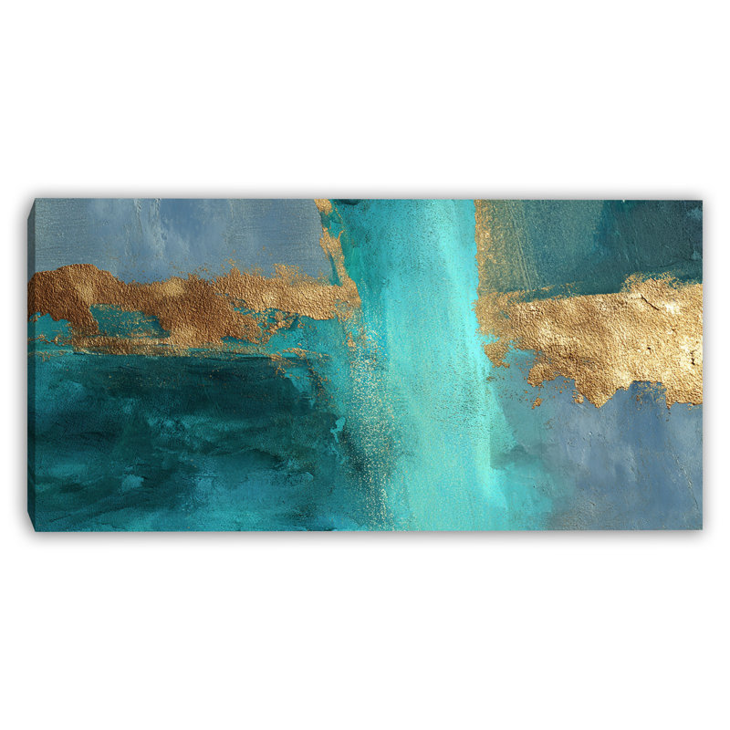 «Ocean Veins in Gold», art mural sur toile tendue, 27.5"H x 55"W x 1.5"D