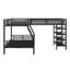 Lit superposé en forme de L en métal peu encombrant avec quatre tablettes intégrées, structure en métal durable et garde-corps robustes