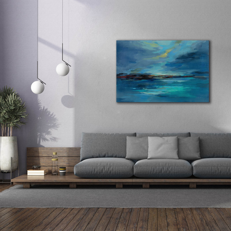 «Early Morning Sea» par Silvia Vassileva - peinture sur toile tendue, H 40 po x l 60 po x P 1,5 po