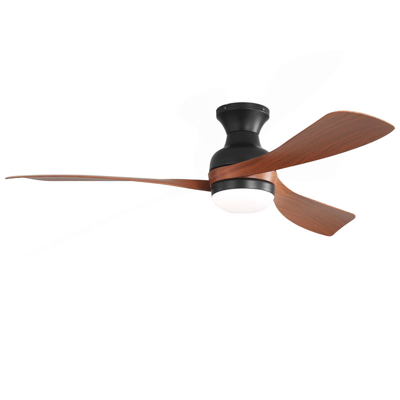 Ventilateur de plafond de 52 pouces avec lumière et télécommande, avec 3 pales de ventilateur en ABS, ventilateur de plafond encastré avec moteur à courant continu réversible, 6 vitesses de vent réglables, intensité variable
