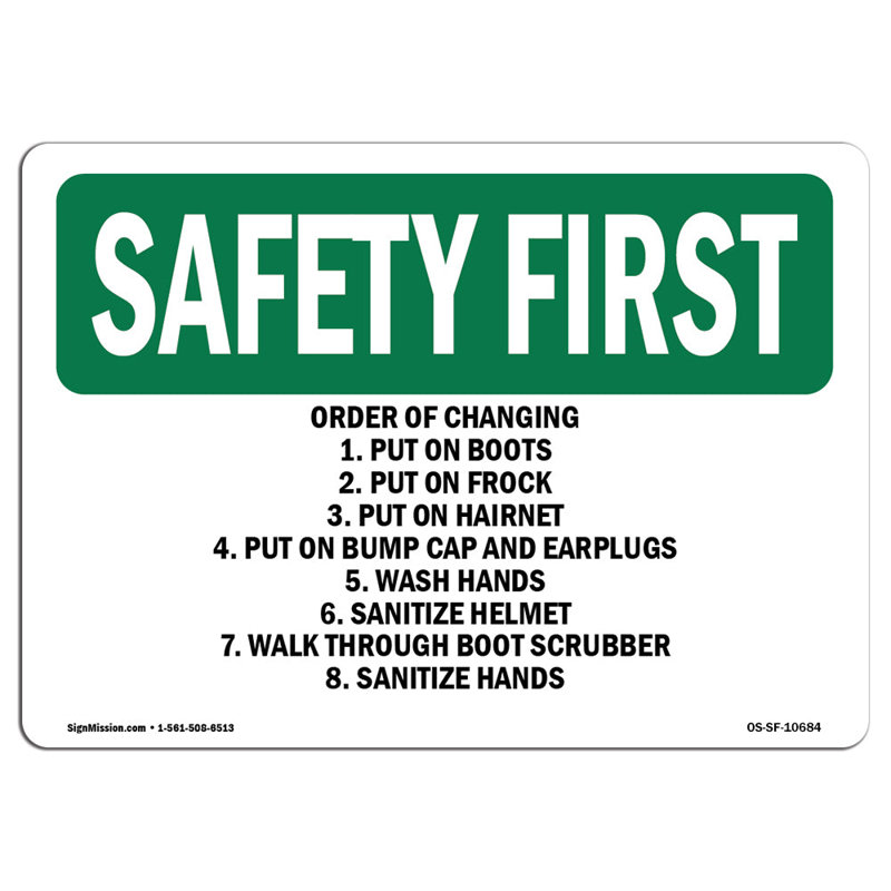 «Safety First Sign», H 12 po x l 18 po x P 0,1 po