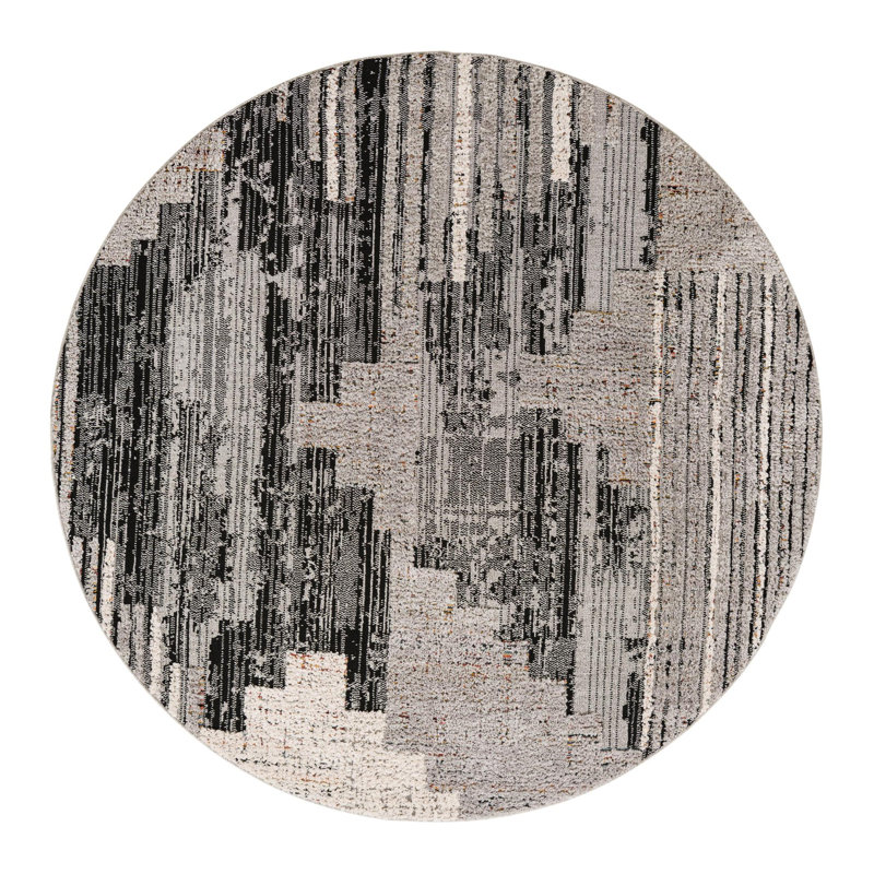 Gosnold avec motif géométrique gris, Rond 7 pi