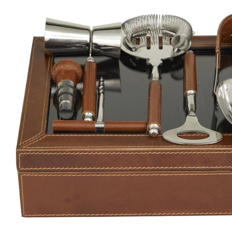 Stainless Steel Bar Tool Set, Brown