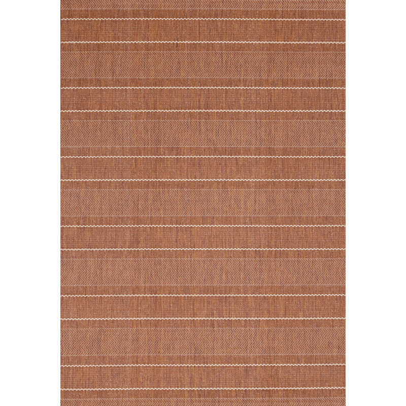 Rahman Collection Rust Orange Striped Indoor/Outdoor Area Rug, Rectangle 7'10" x 10'6"