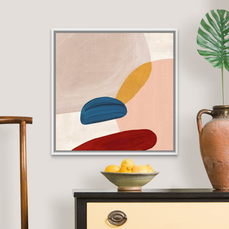 Reproduction d’art sur toile, "Pink Pebbles II" par Eva watts, H 26 po x l 26 po x P 1,75 po, Cadre blanc