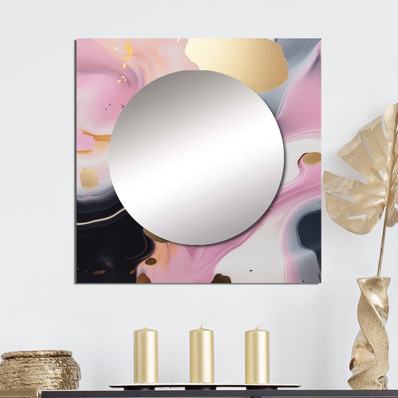 Meriton - Miroir abstrait mural carré en marbre pour chambre à coucher, 29 po x 29 po
