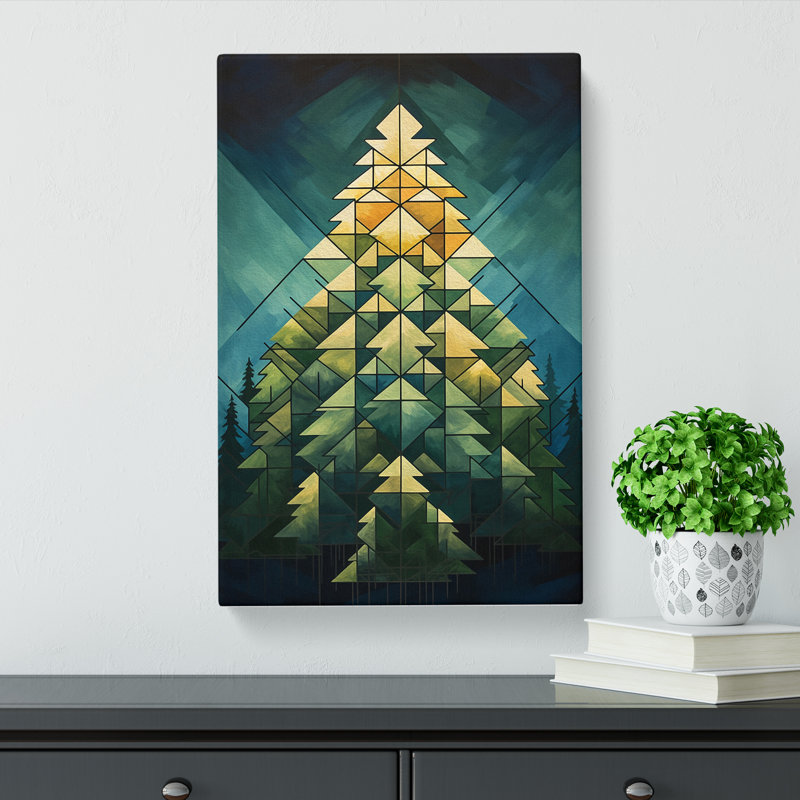 Pine Tree Geometric - No Frame Print, 76cm H x 50cm W x 3cm D