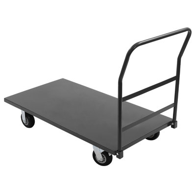 Steel Plate Trolley 2000Lbs 24*49In With Front Handrail Gray