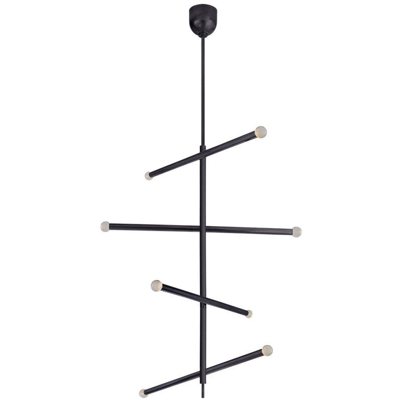 Kelly Wearstler Rousseau Large Articulating Chandelier, Bronze, 47.5" H x 48" W x 3" D, Clear Glass