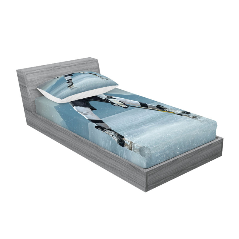 Ensemble de draps et taies décoratives Ambesonne Sports, gris anthracite / blanc