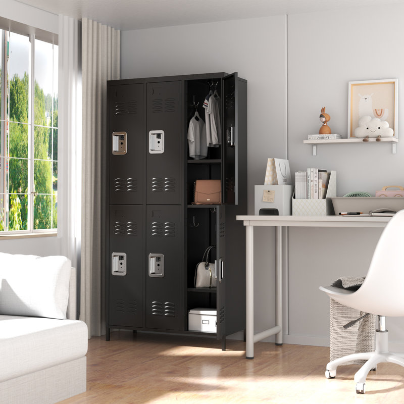 6 casiers en métal de 72 po de hauteur avec serrure pour les employés, armoire de rangement pour garage à domicile