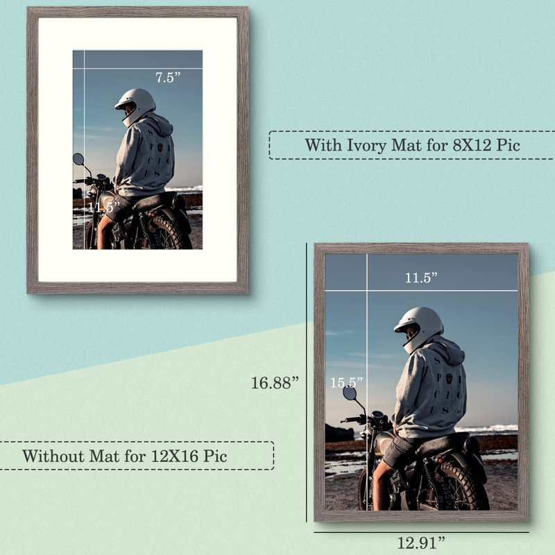 Matte Picture Frame, Grey, 11" x 14"