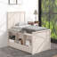 Lit plateforme simple en bois avec lit gigogne escamotable, armoire de rangement, blanc crème-160789264-160789271
