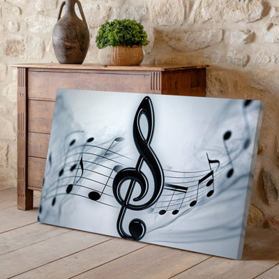 Canvas A Dynamic And Ethereal Representation Of A Treble Clef Elegantly Wall Art Rising From A Swirling Mist Composed Of Soft Smoky Canvas Wall Art