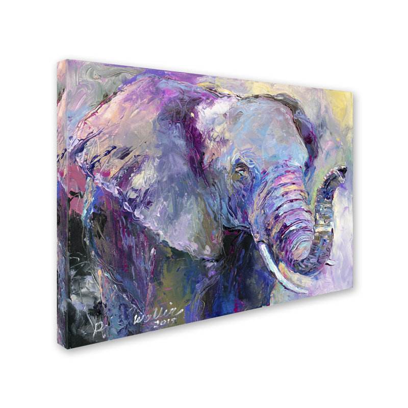 « blue éléphant », impression sur toile, H 24 po x l 32 po x P 2 po, Pas de tapis, Toile tendue