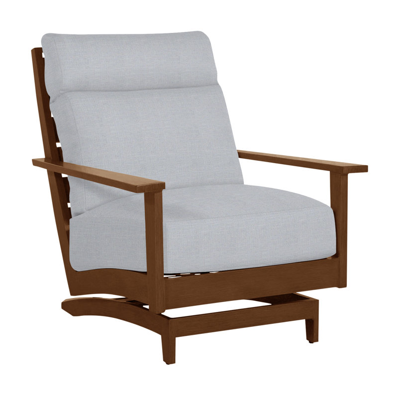 Kennebunkport Wrought Aluminum Outdoor Spring Lounge Chair, Oak, Linen Chambray, Welt + Dream fill