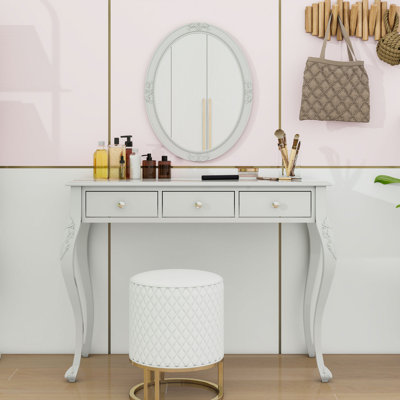 Makeup Vanity Desk with Mirror and Storage Drawers
