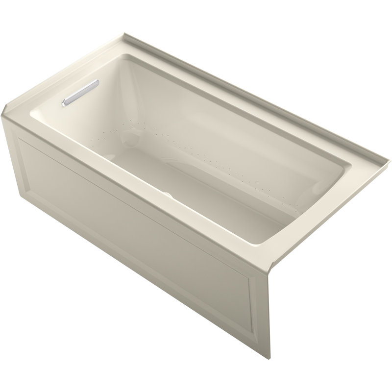 Archer 60-in X 30-in Alcove Heated Bubblemassage Air Bath with Left-hand Drain, Almond, Left