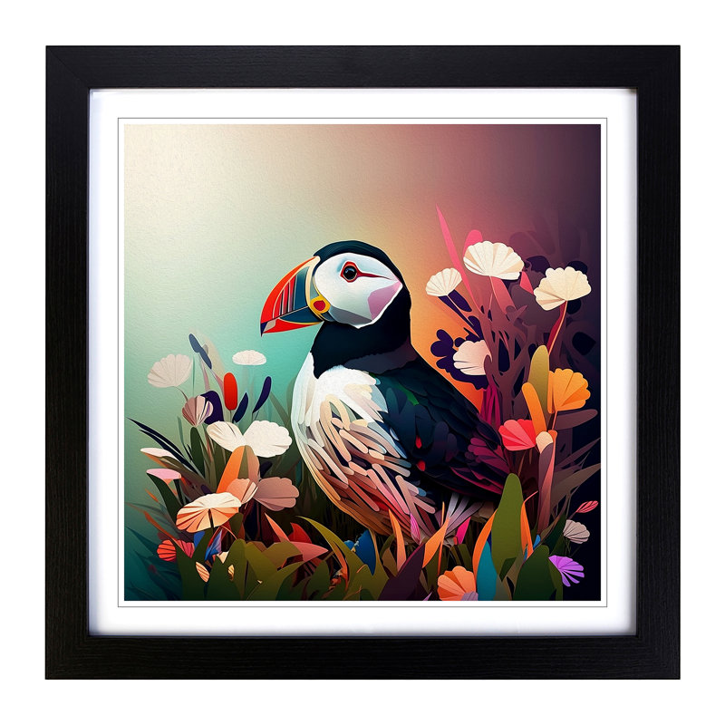 Puffin - Framed Print, Black