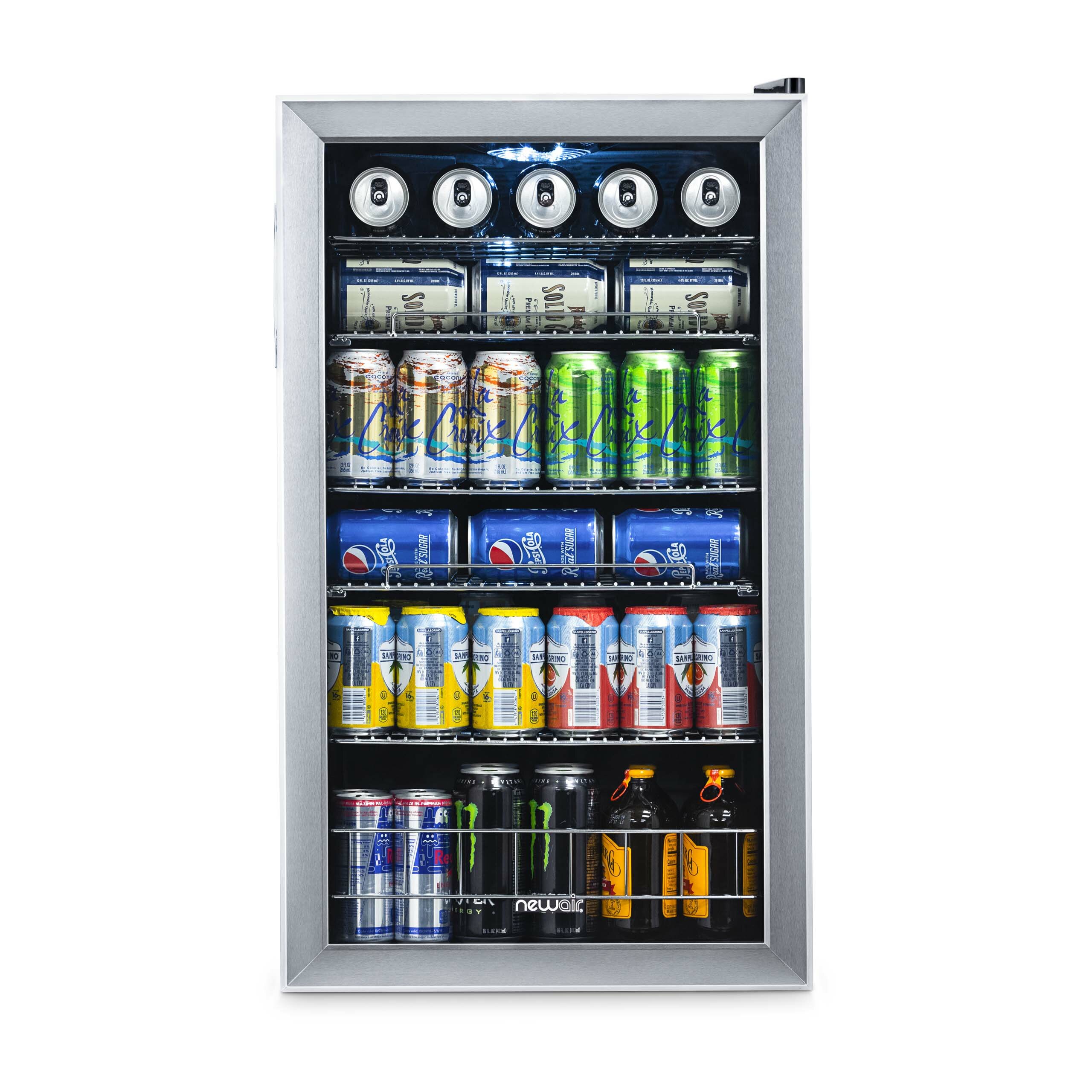 Crownful 120 Can Beverage Refrigerator and Cooler with Adjustable Shelves, Silver