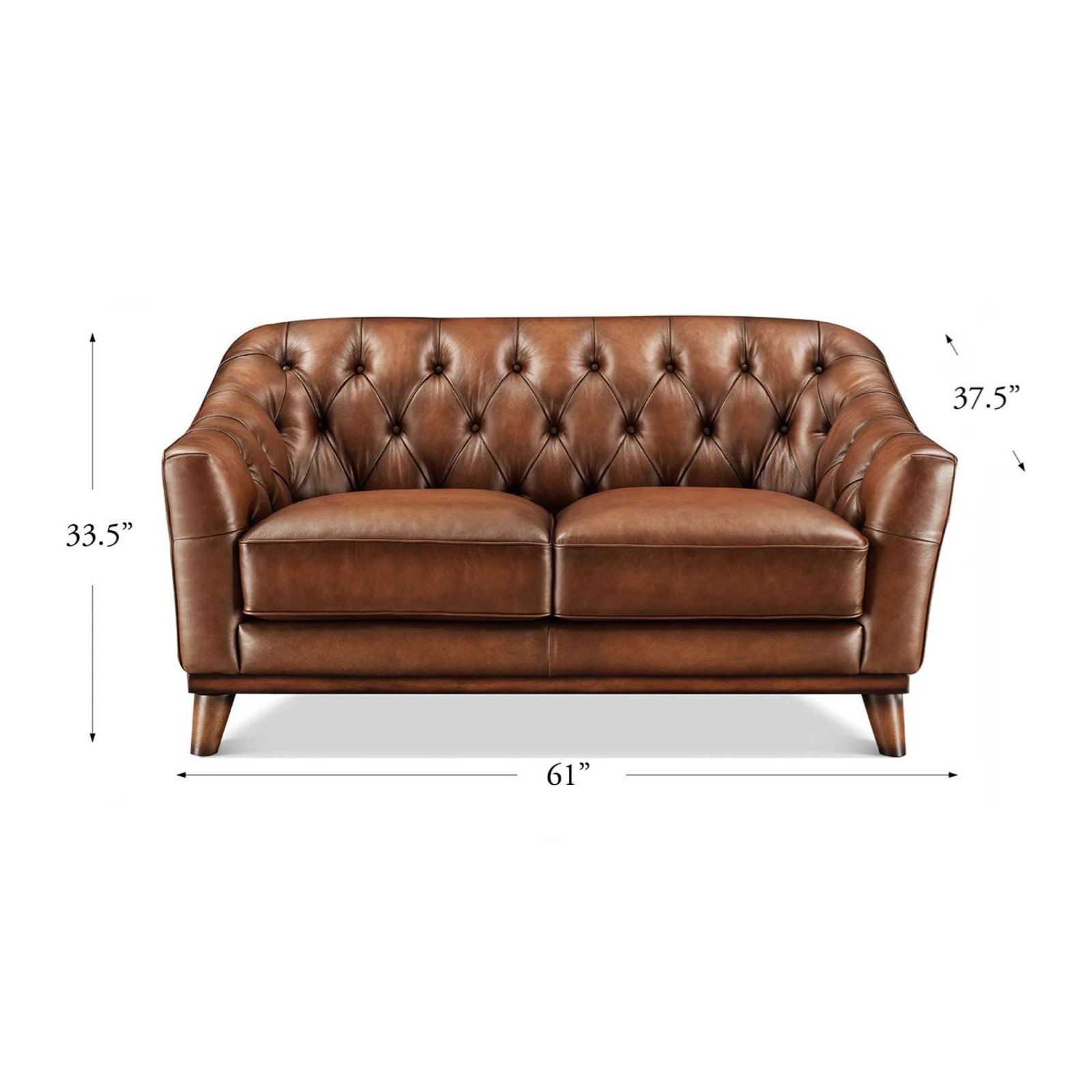 Birch Lane Ardent Top Grain Leather Loveseat With Feather Down, Memory Foam And Springs Seating